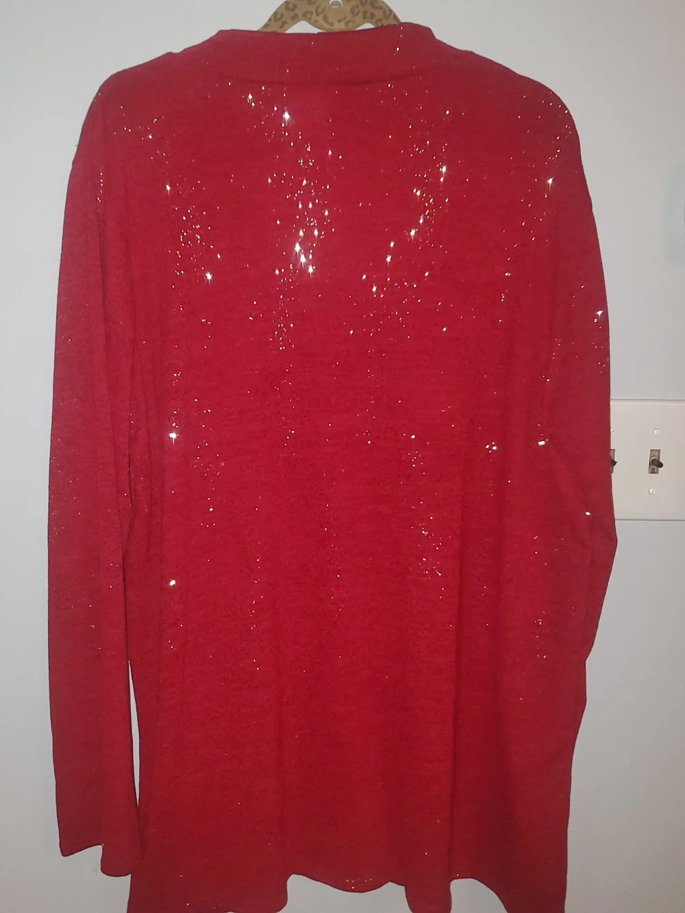 Acting Pro Red Glitter Cutout V-Neck Sweater